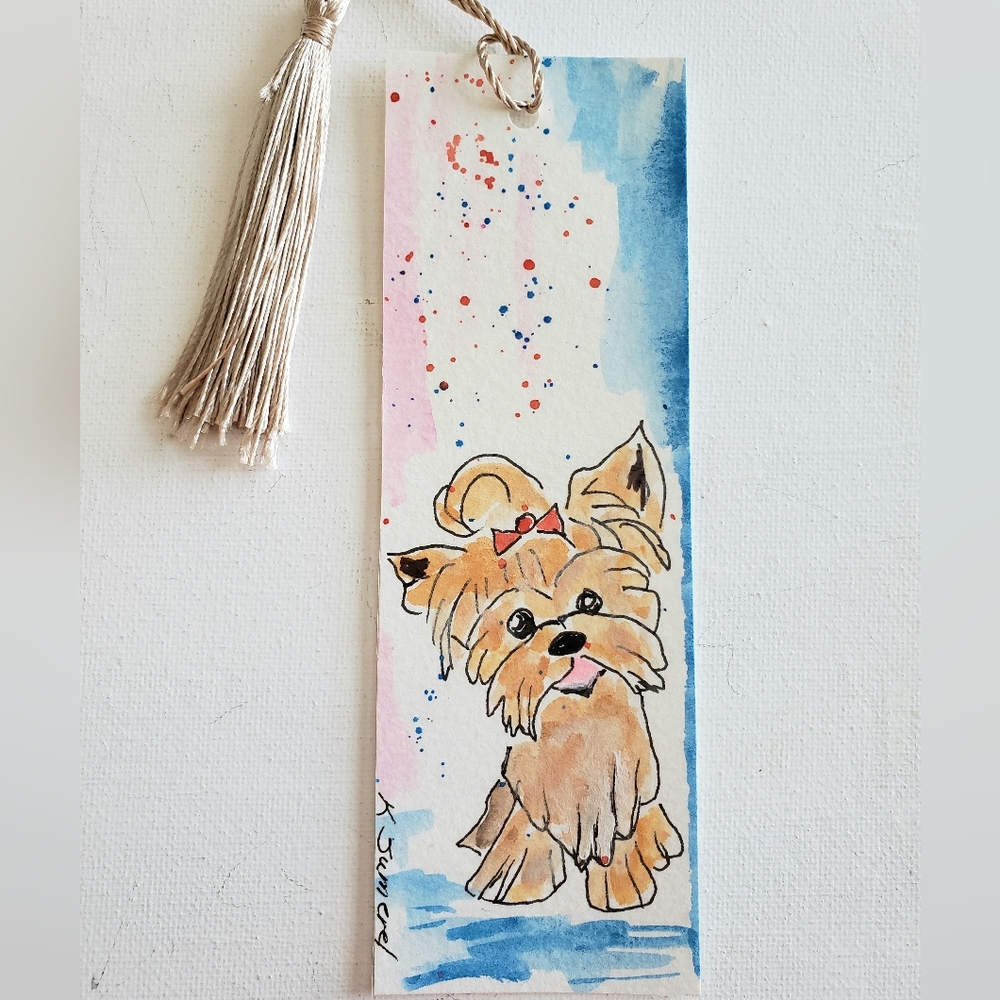Hand Painted Watercolor Dog Bookmark